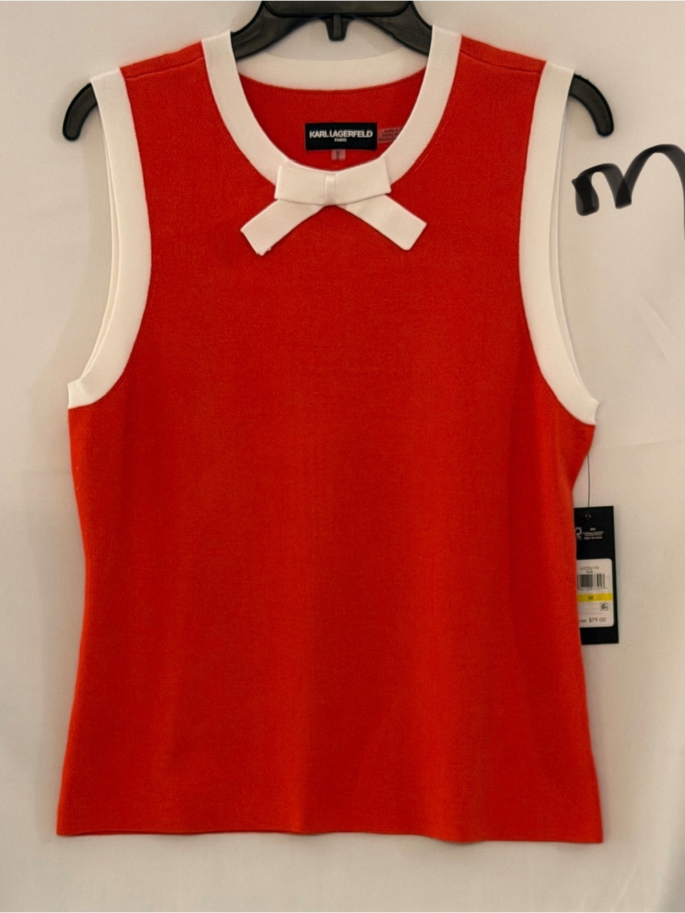 Karl Lagerfeld Red Tank with White Trim and Bow